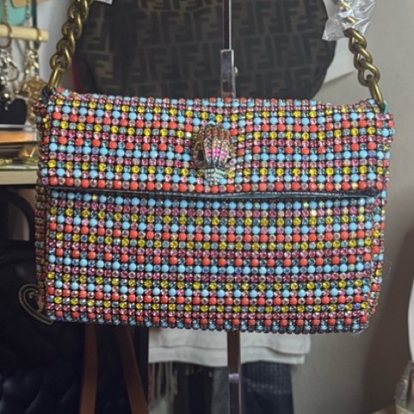 Kurt Geiger LondonMulticolor Rhinestone Shoulder Bag Crystal Chain Purse NEW